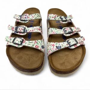 Birkenstock Women's Floral Sandals - Cream and Pink